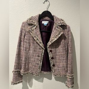 Casual corner plaid tweed blazer 💓